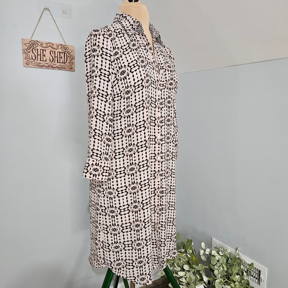 Cabi Shirt Dress Womens Medium Button Front Midi Lightweight Corpcore Career Geo - Picture 3 of 13
